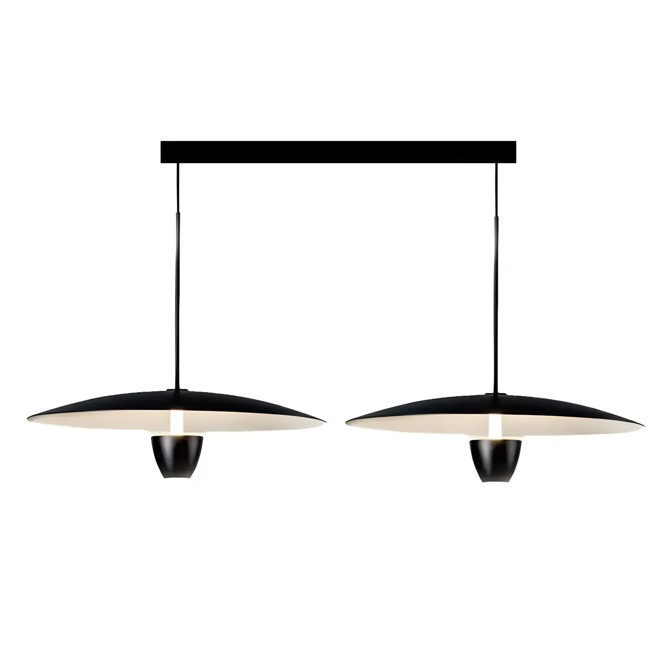 Suspension LED moderne en métal noir pour îlot de cuisine