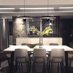 Suspension LED moderne en métal noir pour îlot de cuisine
