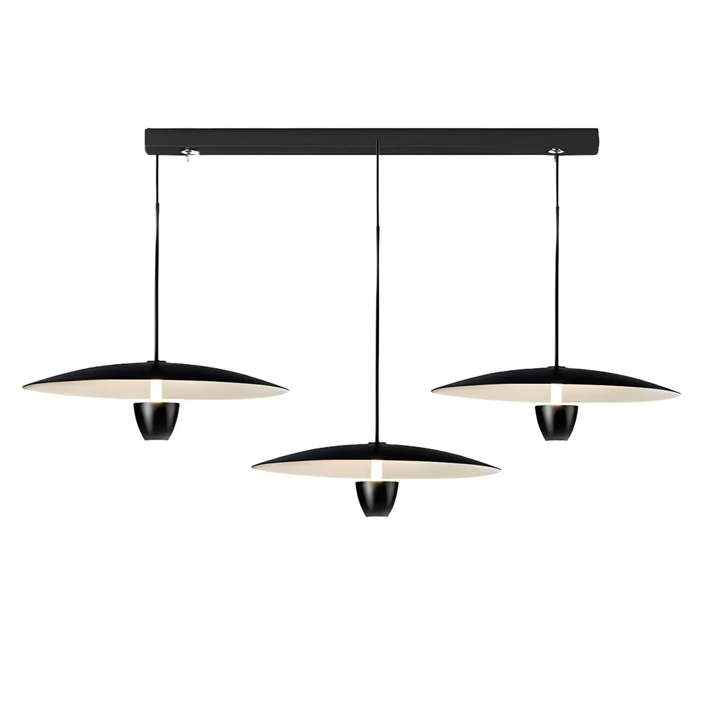 Suspension LED moderne en métal noir pour îlot de cuisine
