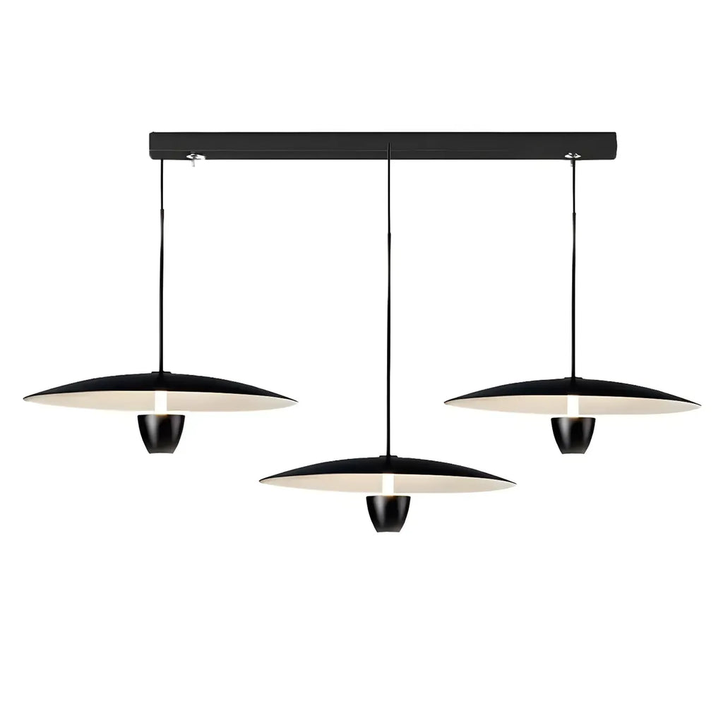 Suspension LED moderne en métal noir pour îlot de cuisine
