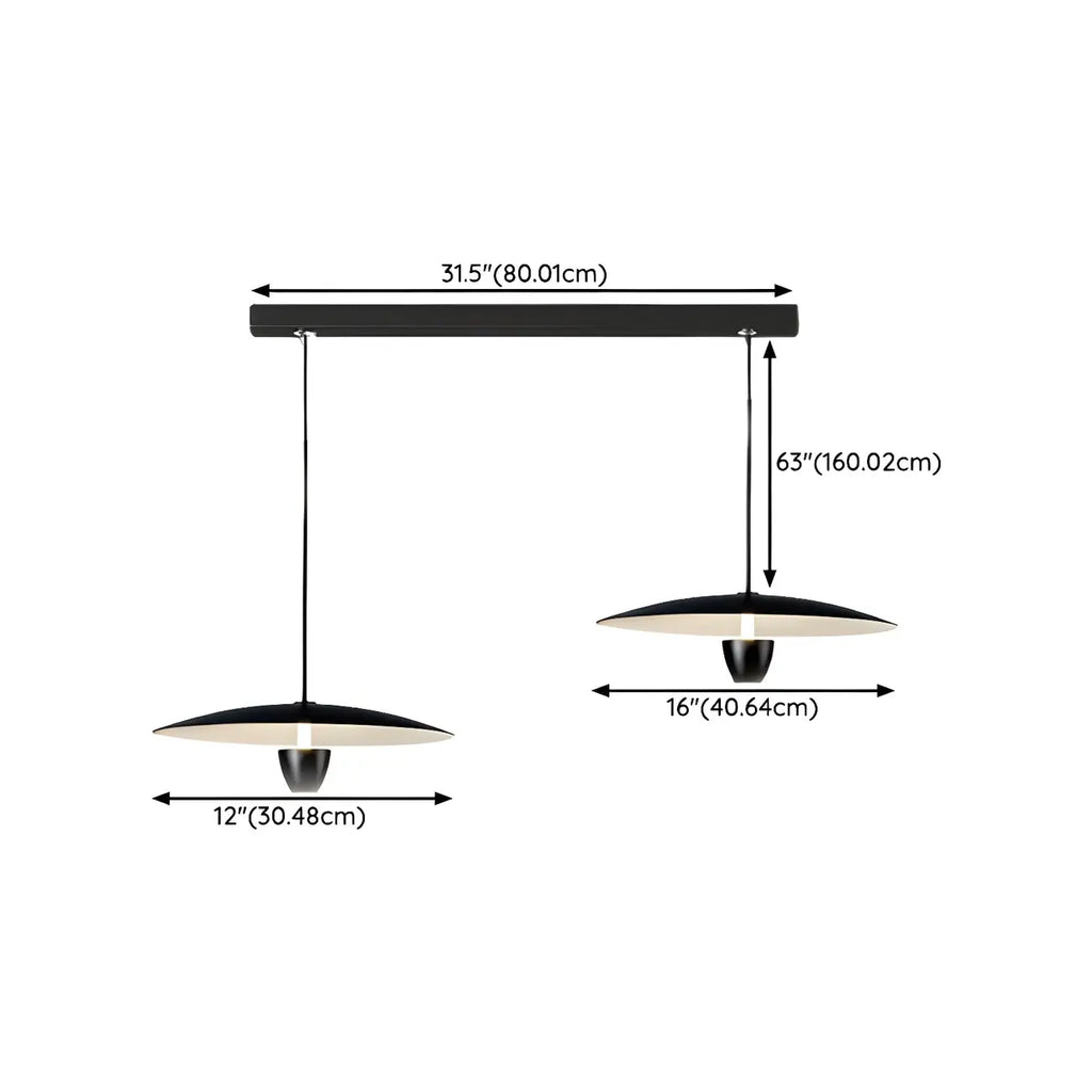 Suspension LED moderne en métal noir pour îlot de cuisine