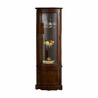 Meuble d'angle classique en bois d'hévéa brun avec porte vitrée