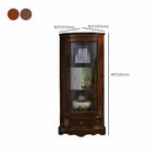 Meuble d'angle classique en bois d'hévéa brun avec porte vitrée