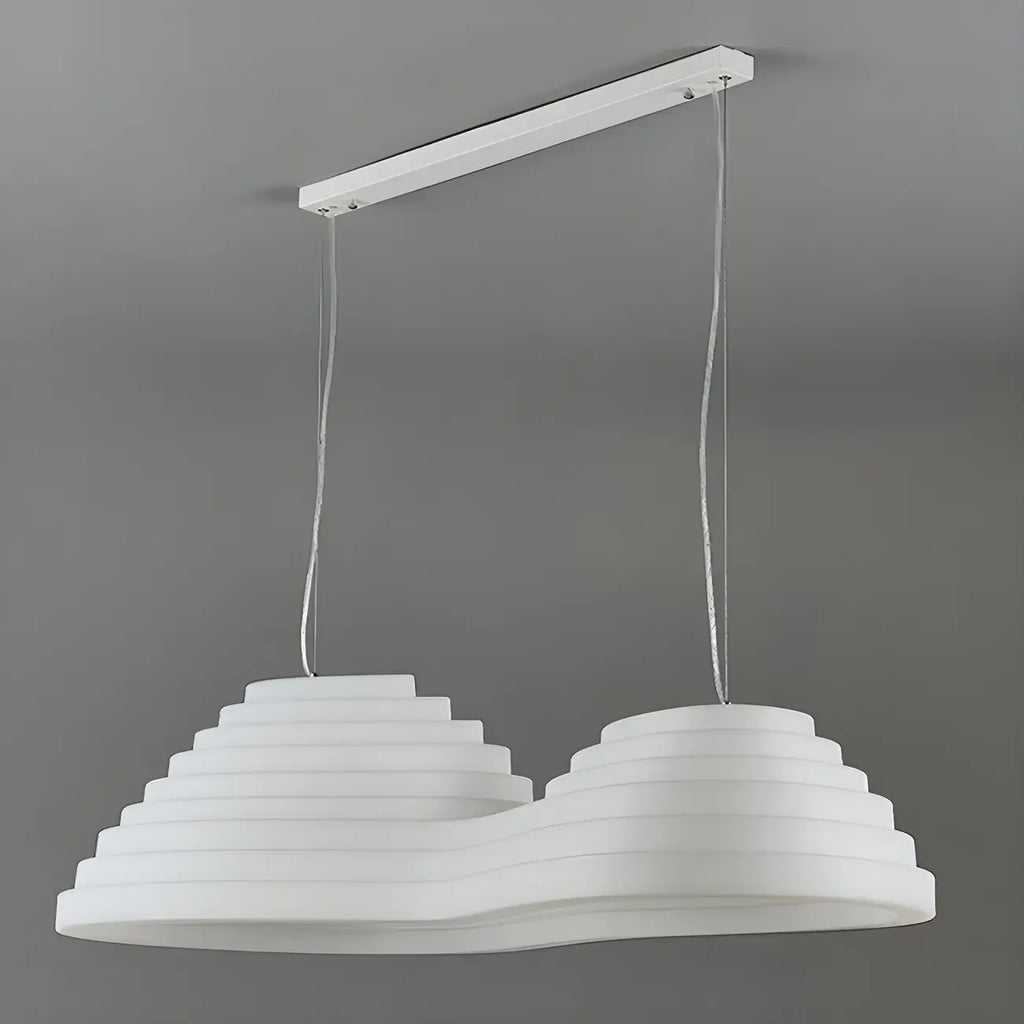 Suspension géométrique blanche à 2 lumières pour îlot central