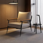 Fauteuil d'appoint élégant en tissu avec accoudoirs en bois pour salon