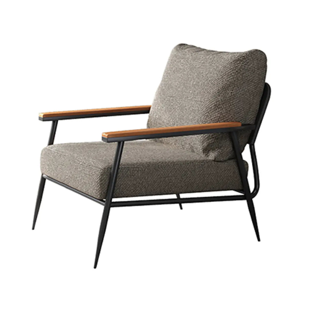 Fauteuil d'appoint élégant en tissu avec accoudoirs en bois pour salon