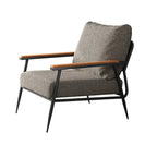 Fauteuil d'appoint élégant en tissu avec accoudoirs en bois pour salon
