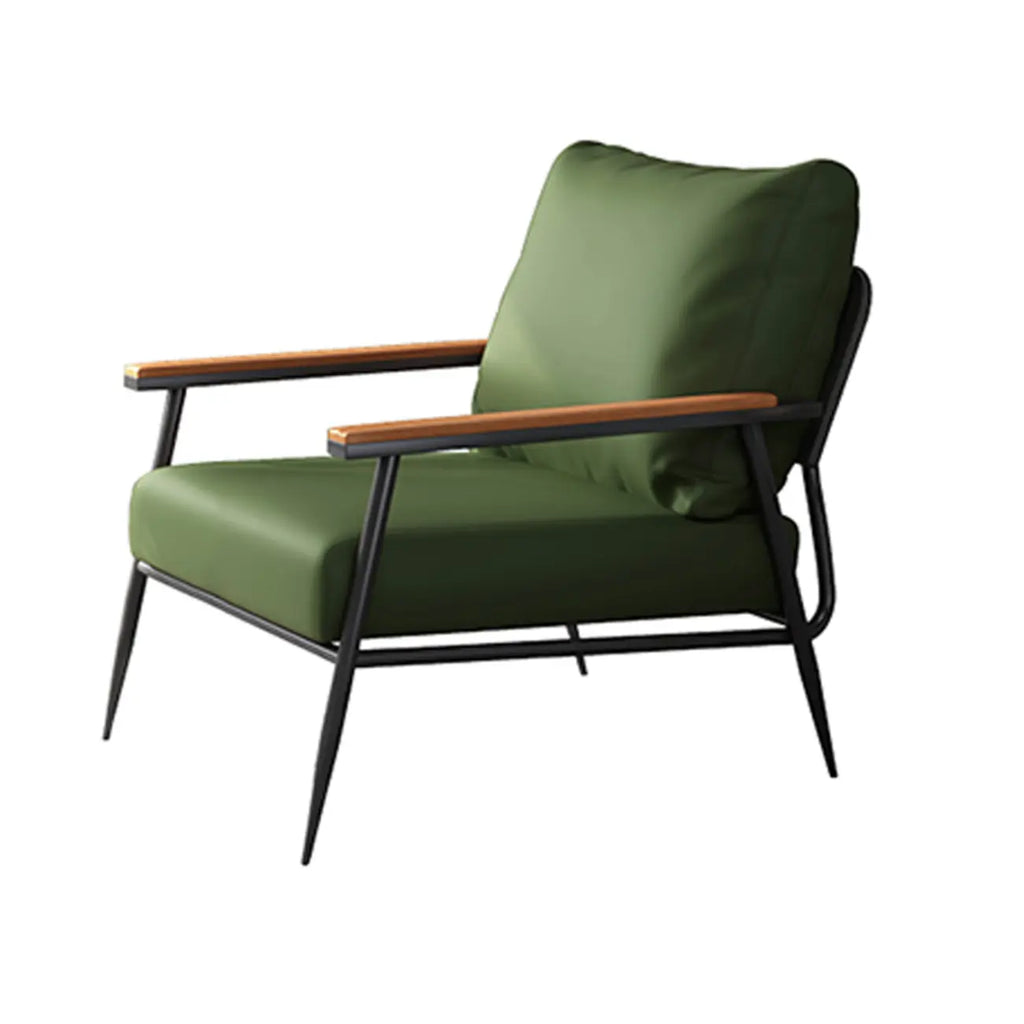 Fauteuil d'appoint élégant en tissu avec accoudoirs en bois pour salon