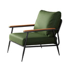 Fauteuil d'appoint élégant en tissu avec accoudoirs en bois pour salon