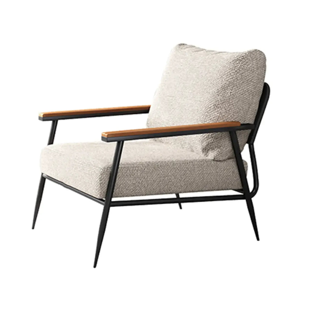 Fauteuil d'appoint élégant en tissu avec accoudoirs en bois pour salon