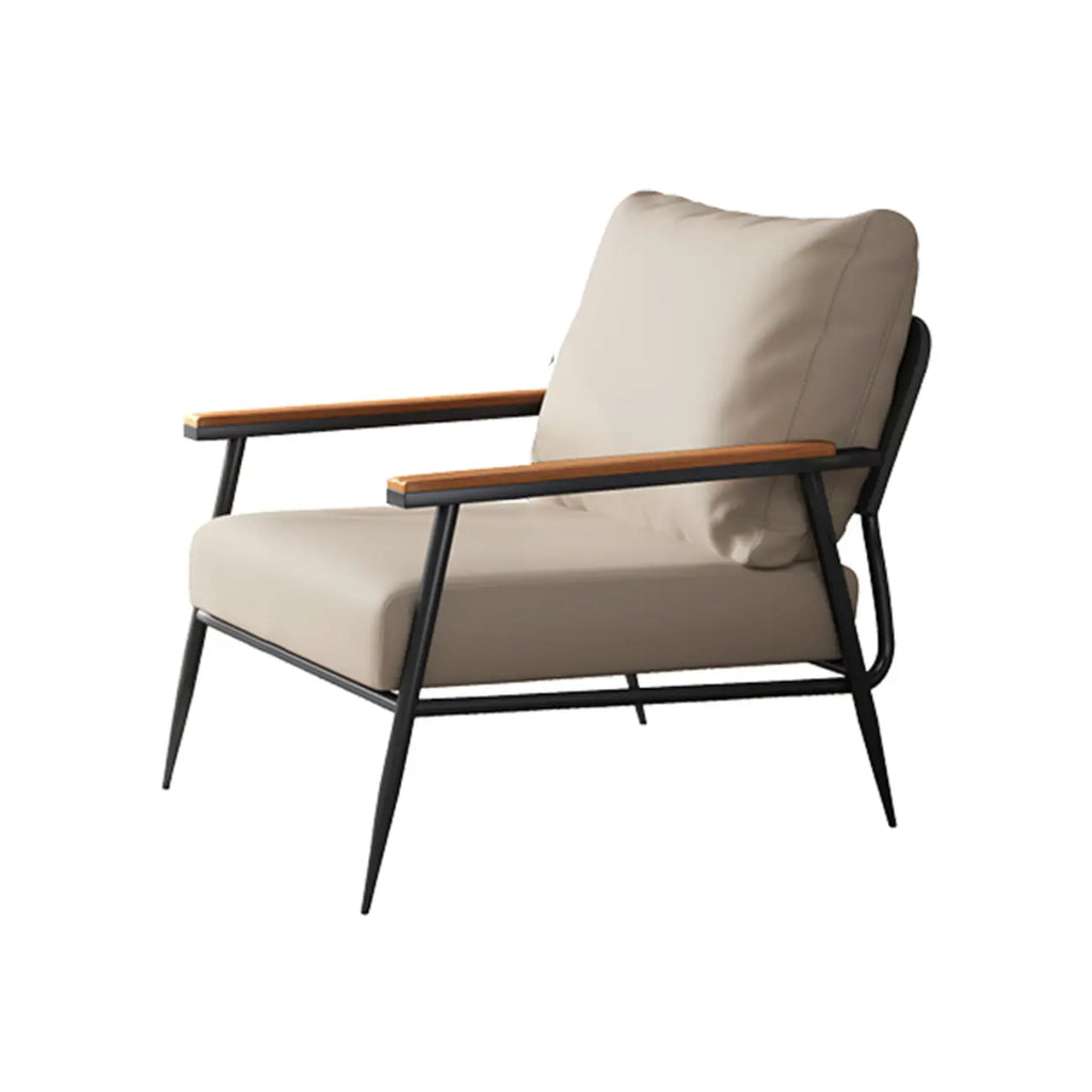 Fauteuil d'appoint élégant en tissu avec accoudoirs en bois pour salon