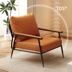 Fauteuil d'appoint élégant en tissu avec accoudoirs en bois pour salon