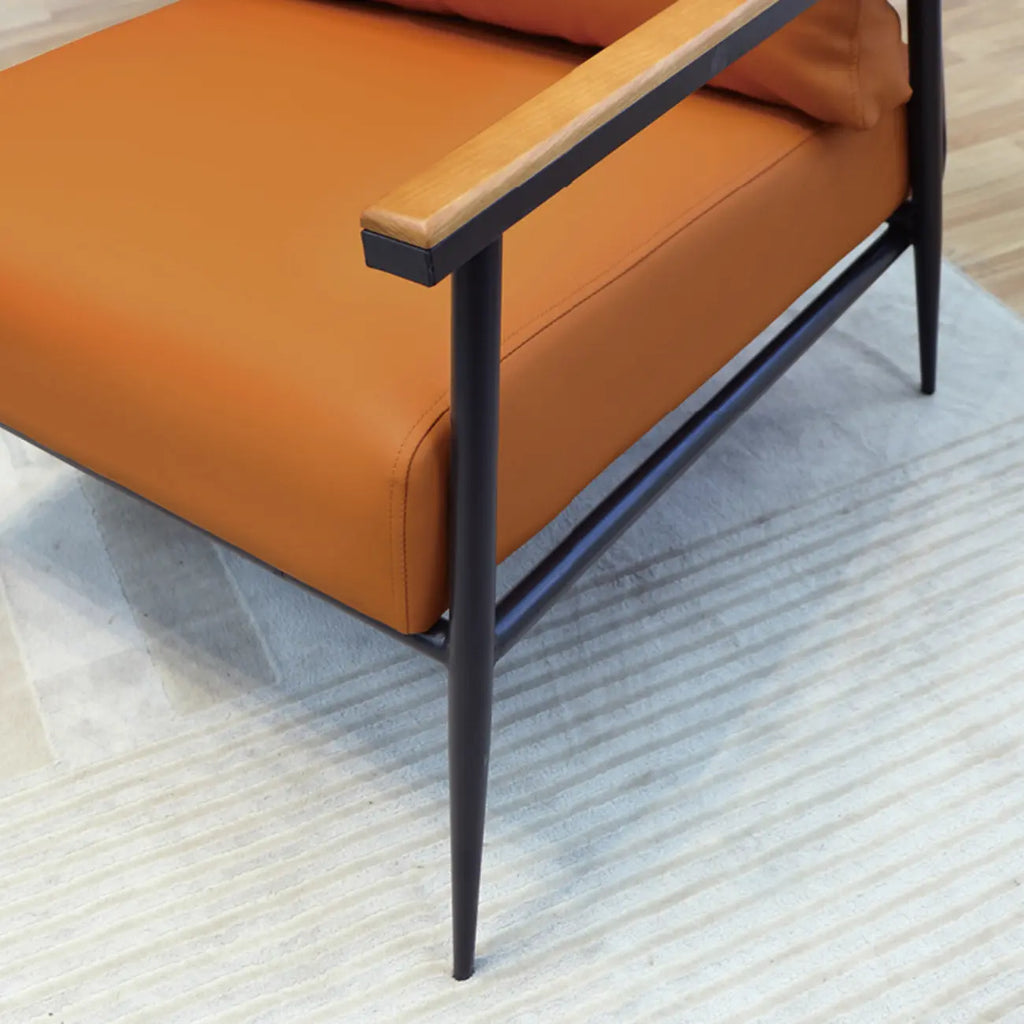 Fauteuil d'appoint élégant en tissu avec accoudoirs en bois pour salon