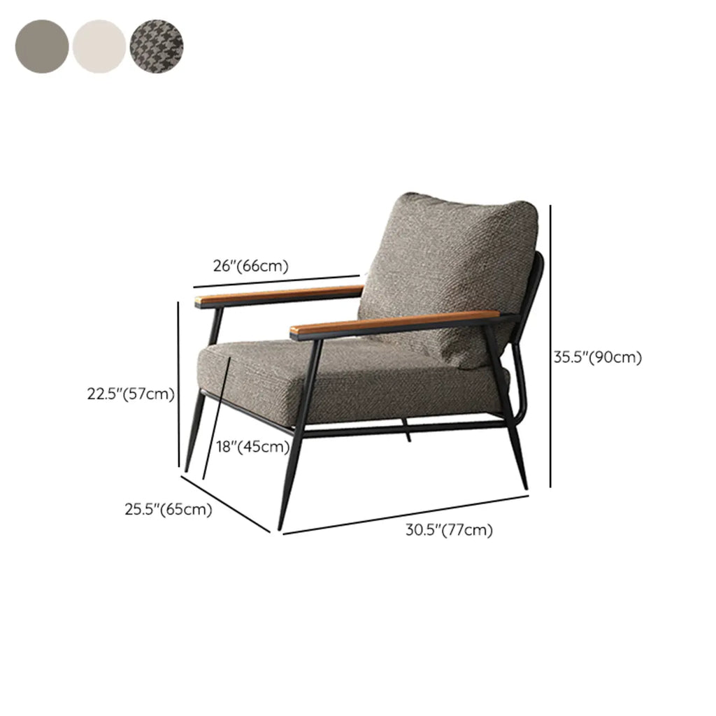 Fauteuil d'appoint élégant en tissu avec accoudoirs en bois pour salon
