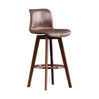 Tabouret de bar pivotant en cuir vieilli style milieu du siècle avec dossier