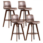 Tabouret de bar pivotant en cuir vieilli style milieu du siècle avec dossier