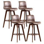 Tabouret de bar pivotant en cuir vieilli style milieu du siècle avec dossier