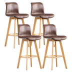 Tabouret de bar pivotant en cuir vieilli style milieu du siècle avec dossier
