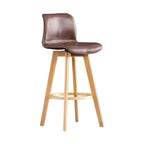 Tabouret de bar pivotant en cuir vieilli style milieu du siècle avec dossier