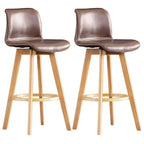 Tabouret de bar pivotant en cuir vieilli style milieu du siècle avec dossier