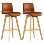 Tabouret de bar pivotant en cuir vieilli style milieu du siècle avec dossier