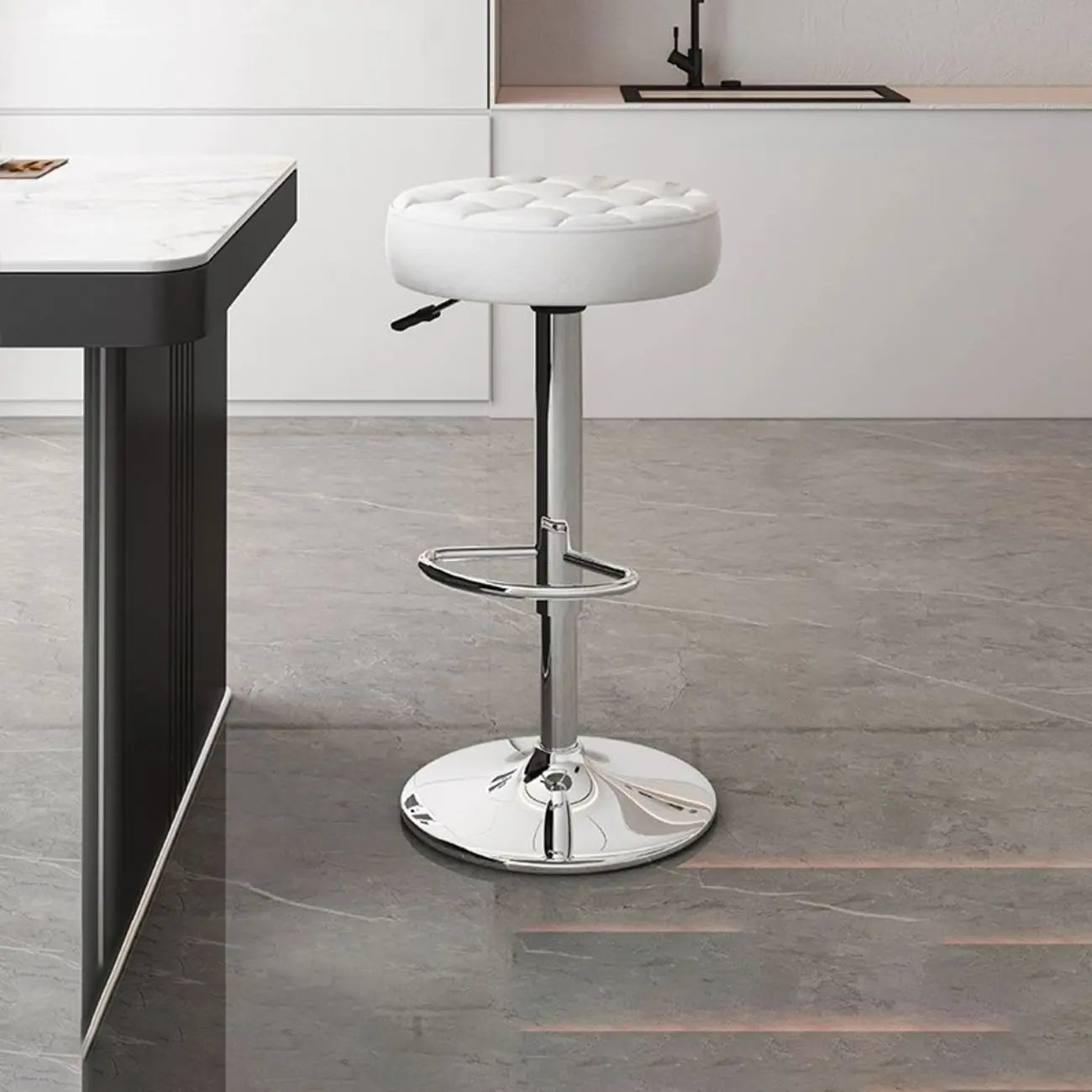 Tabourets de bar pivotants réglables revêtus de cuir