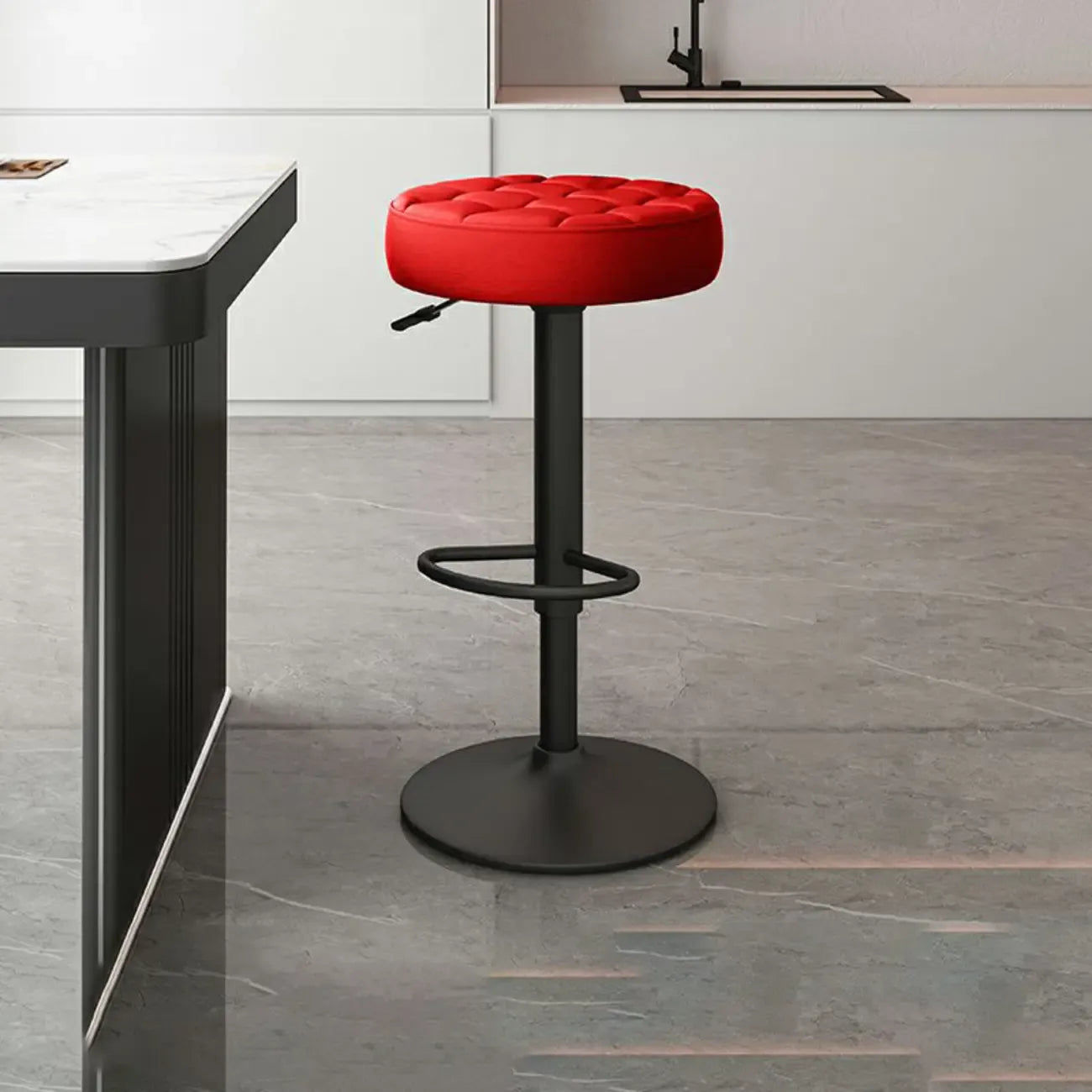Tabourets de bar pivotants réglables revêtus de cuir