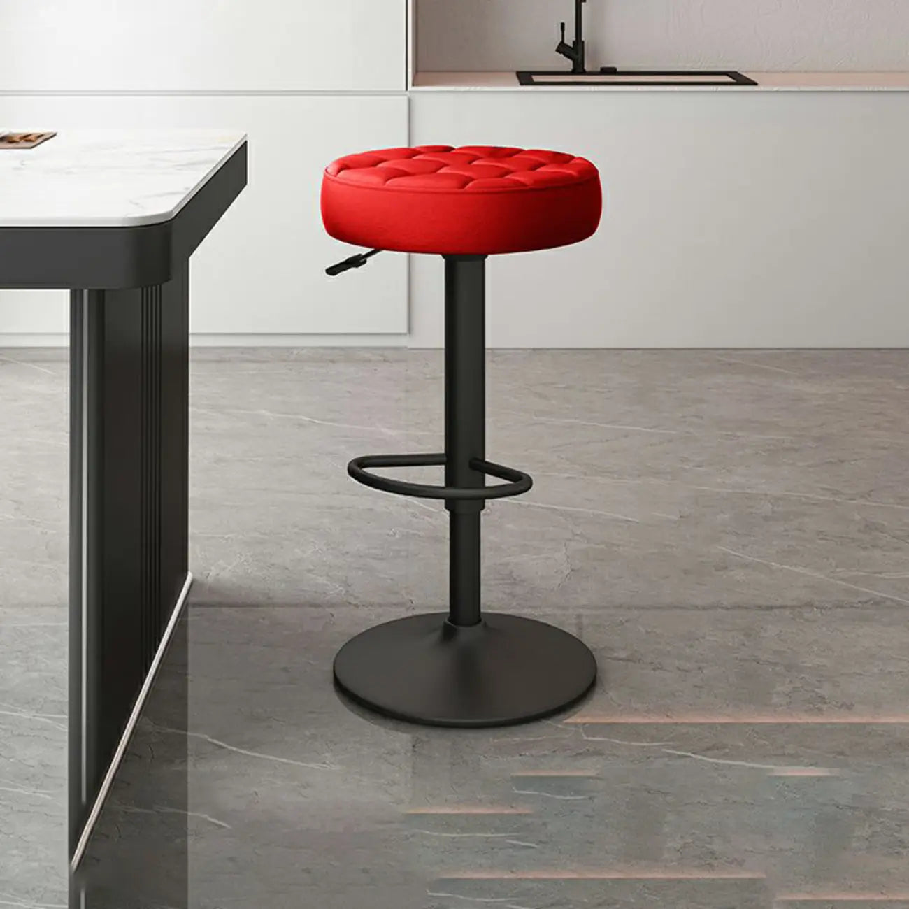 Tabourets de bar pivotants réglables revêtus de cuir