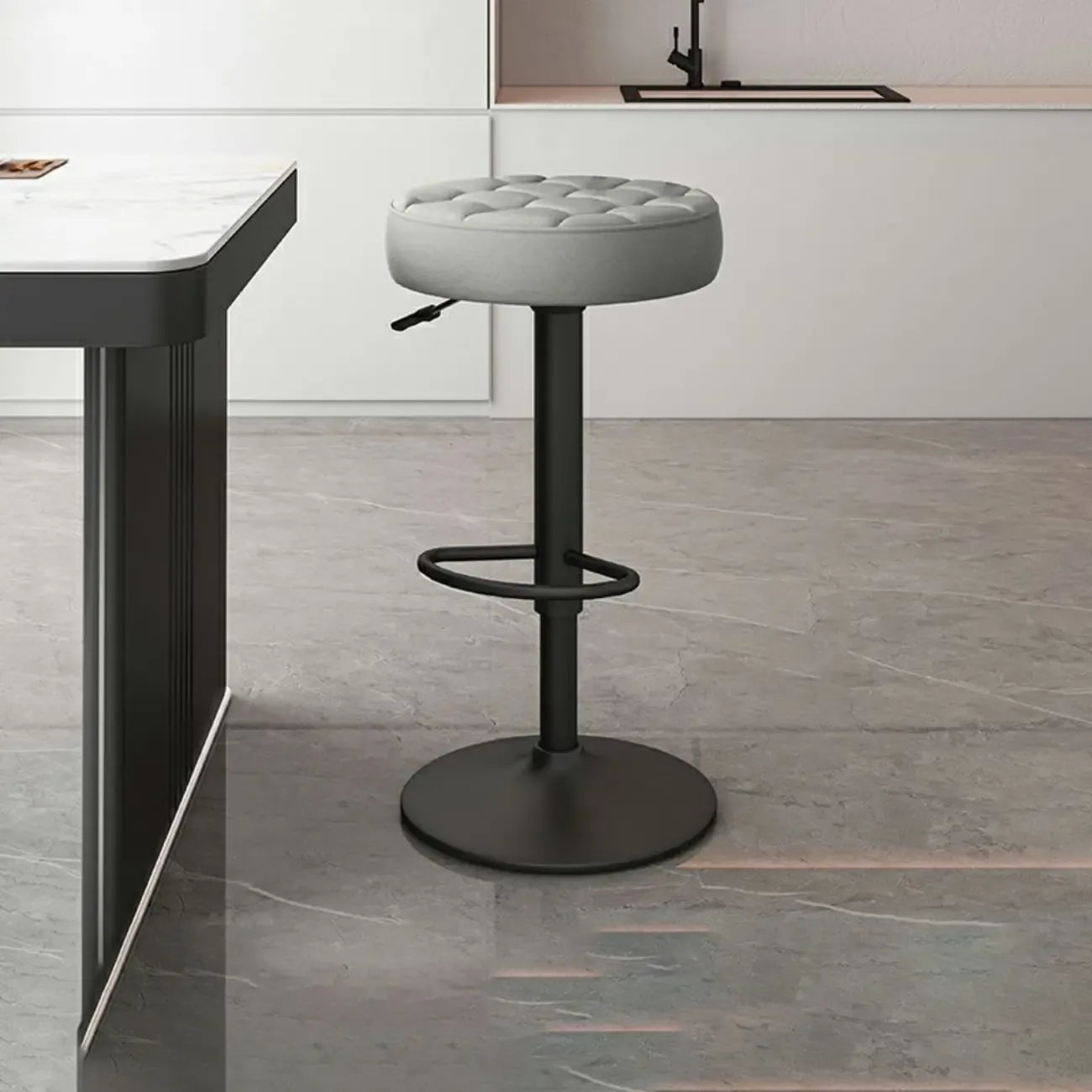 Tabourets de bar pivotants réglables revêtus de cuir
