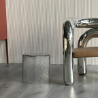 Table d'appoint hexagonale moderne en verre bleu pour salon