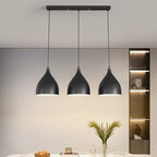 Lampada a sospensione a isola a 3 luci moderna in metallo bianco a forma di cono per cucina