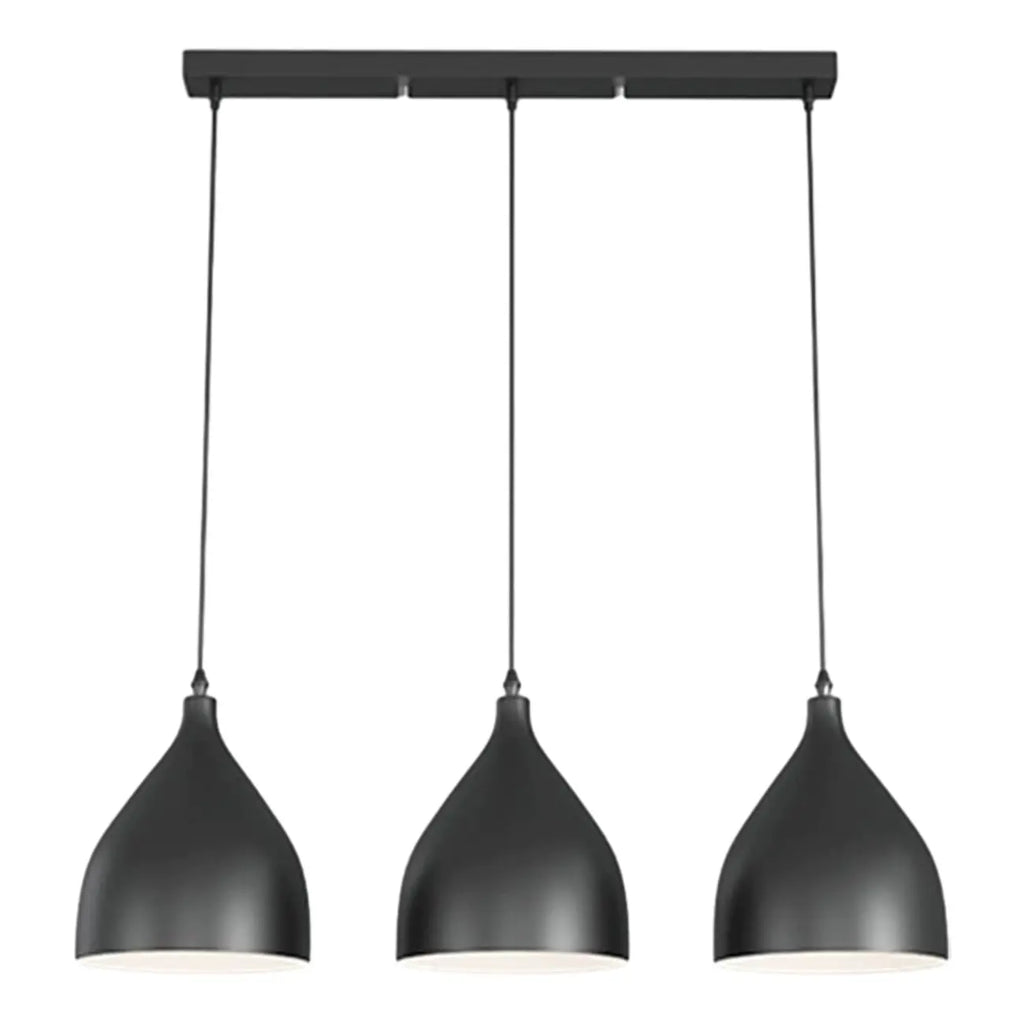 Lampada a sospensione a isola a 3 luci moderna in metallo bianco a forma di cono per cucina
