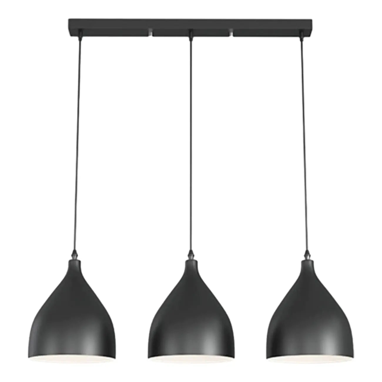Lampada a sospensione a isola a 3 luci moderna in metallo bianco a forma di cono per cucina