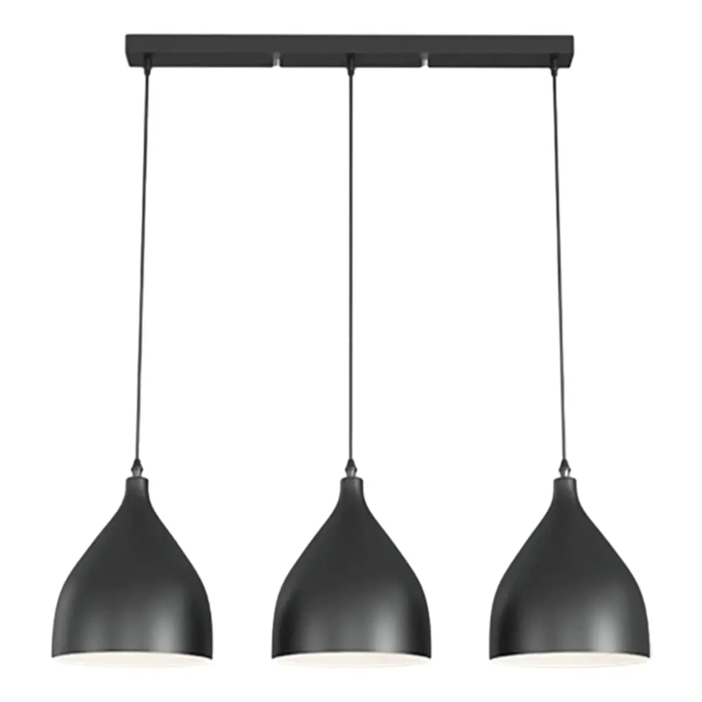Lampada a sospensione a isola a 3 luci moderna in metallo bianco a forma di cono per cucina