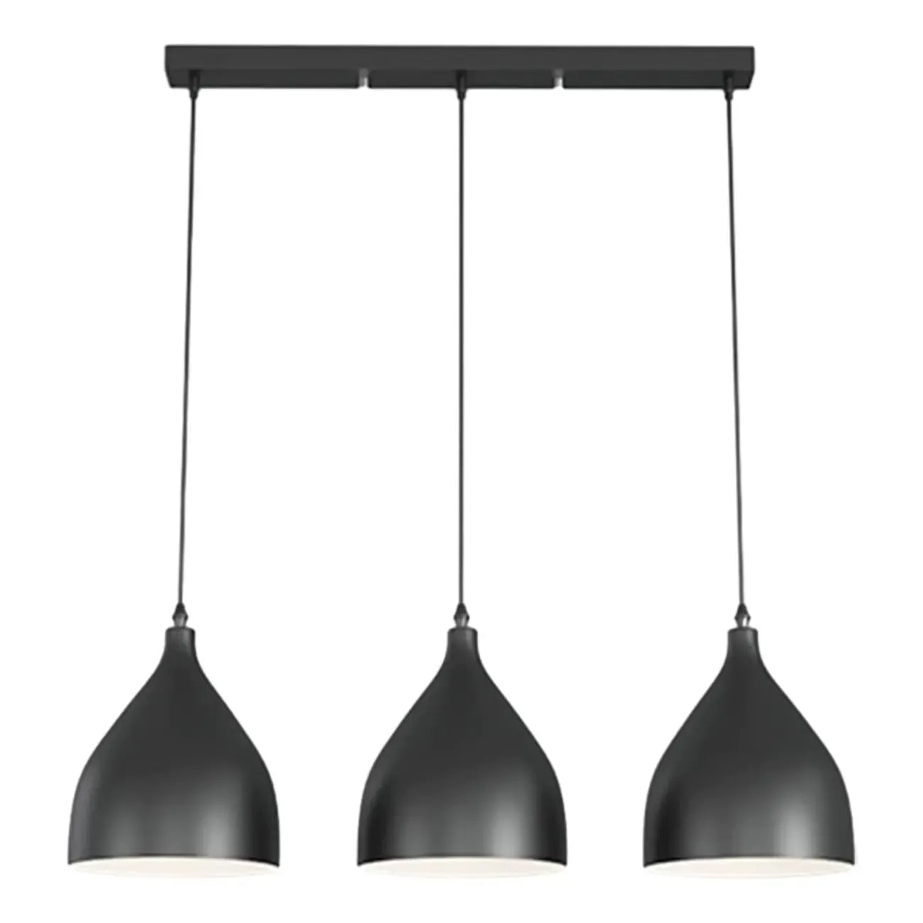 Lampada a sospensione a isola a 3 luci moderna in metallo bianco a forma di cono per cucina