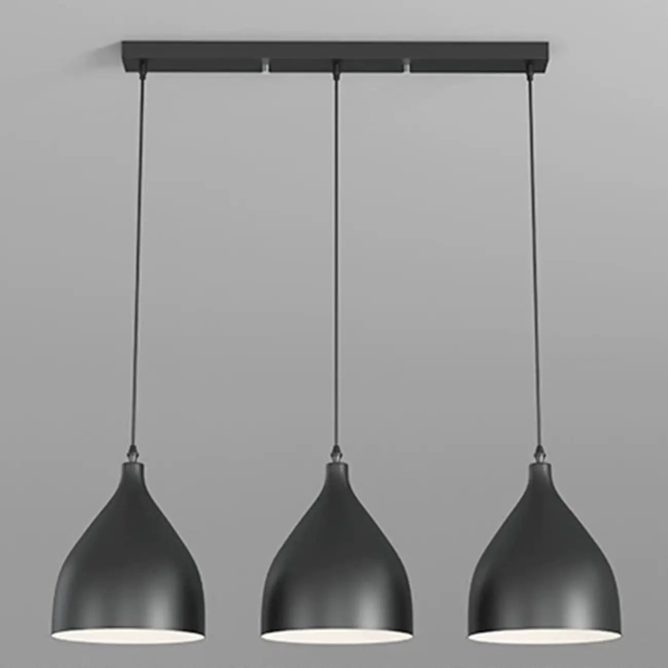 Lampada a sospensione a isola a 3 luci moderna in metallo bianco a forma di cono per cucina