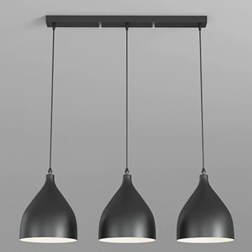 Lampada a sospensione a isola a 3 luci moderna in metallo bianco a forma di cono per cucina