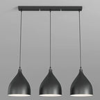 Lampada a sospensione a isola a 3 luci moderna in metallo bianco a forma di cono per cucina