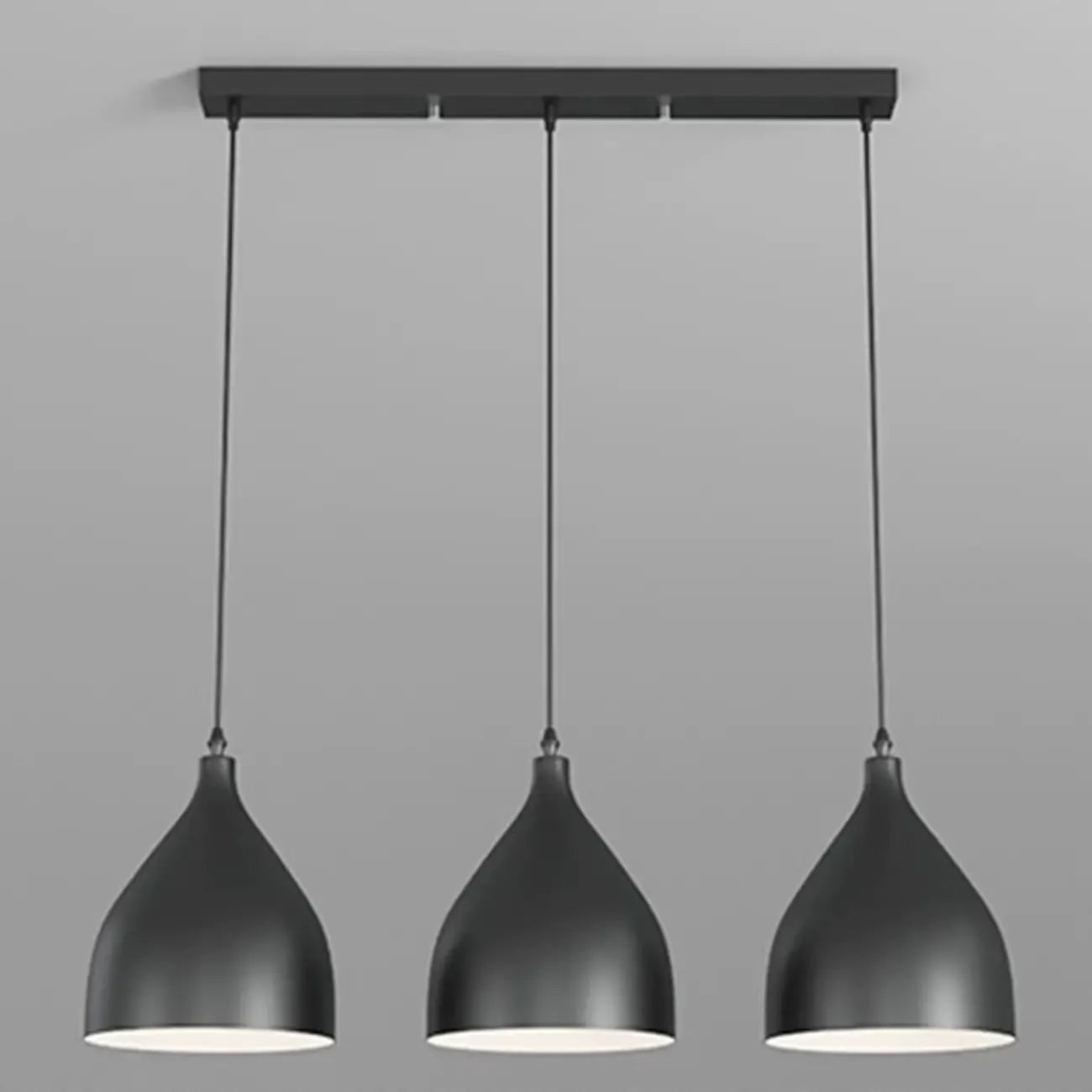 Lampada a sospensione a isola a 3 luci moderna in metallo bianco a forma di cono per cucina