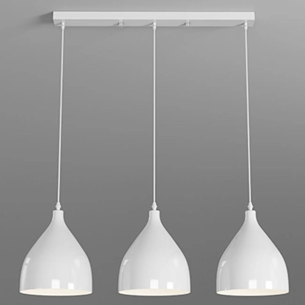 Lampada a sospensione a isola a 3 luci moderna in metallo bianco a forma di cono per cucina