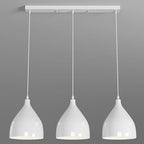 Lampada a sospensione a isola a 3 luci moderna in metallo bianco a forma di cono per cucina
