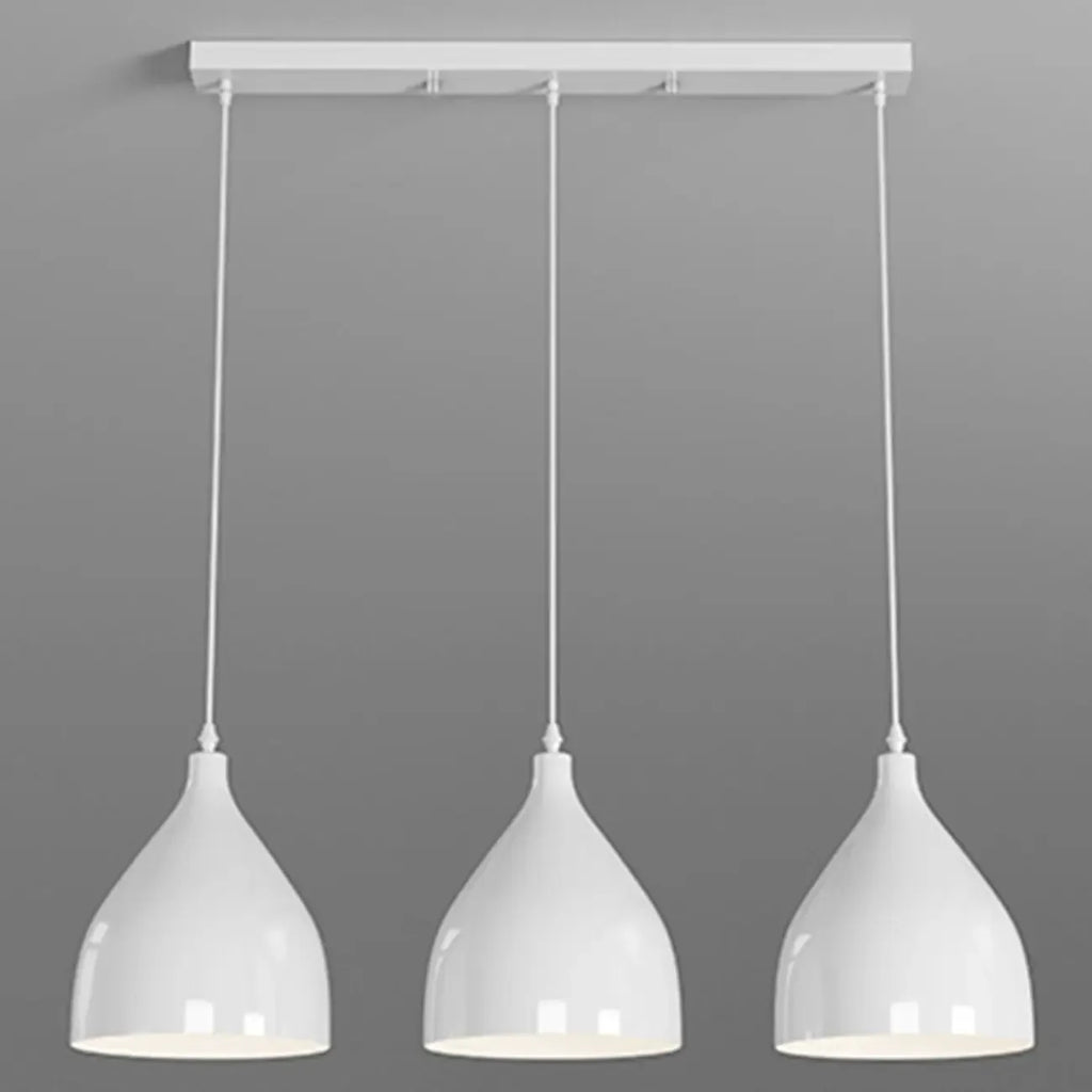 Lampada a sospensione a isola a 3 luci moderna in metallo bianco a forma di cono per cucina