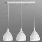 Lampada a sospensione a isola a 3 luci moderna in metallo bianco a forma di cono per cucina