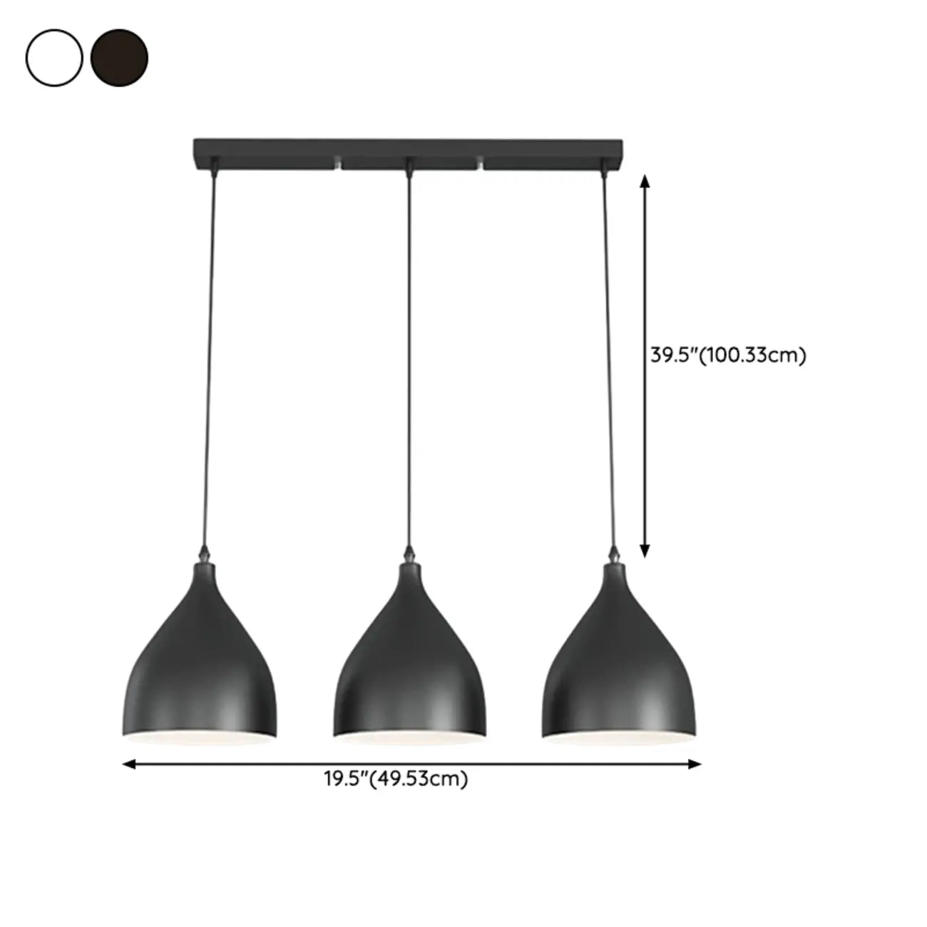 Lampada a sospensione a isola a 3 luci moderna in metallo bianco a forma di cono per cucina