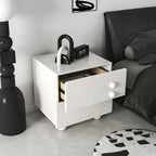 Comodino a 2 cassetti bianco lucido con gambe a sfera