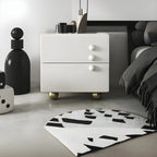 Comodino a 2 cassetti bianco lucido con gambe a sfera