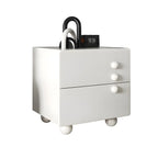 Comodino a 2 cassetti bianco lucido con gambe a sfera