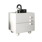 Comodino a 2 cassetti bianco lucido con gambe a sfera