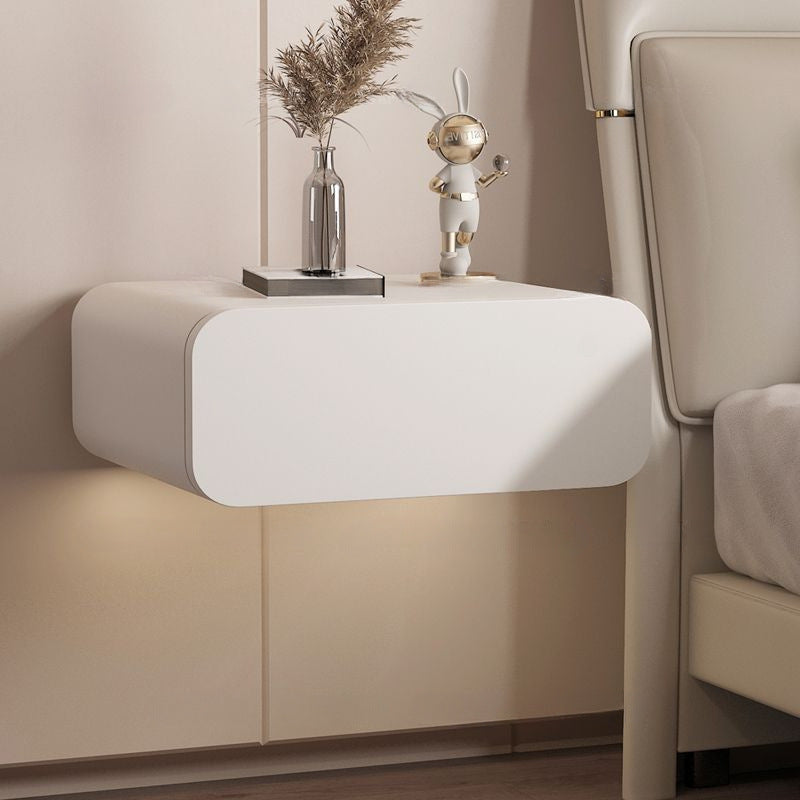 Table de chevet murale moderne en bois massif avec plateau en dalle de pierre