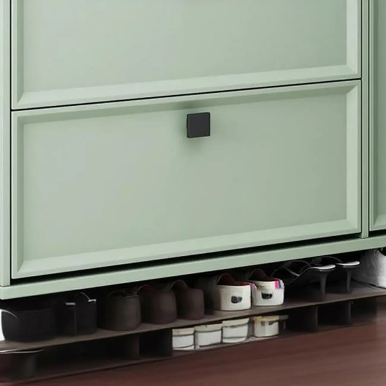 Meuble à chaussures contemporain en bois vert pour entrée